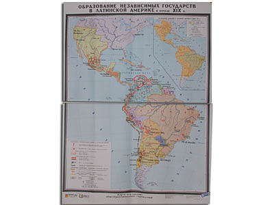 Учебная карта "Образование независимых государств в Латинской  Америке" (матовое, 2-стороннее лам.)