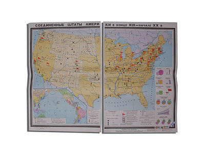 Учебная карта "США в конце XIX - начало XXвв" (матовое, 2-стороннее лам.)